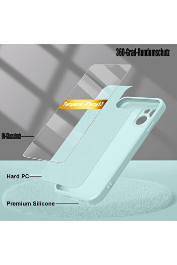 Mitetabo Mitetabo iPhone 13 case and screen protector set, mint green, 6.1 inches
