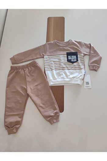 Gıcır Kids Bc Kids Club Seasonal Top and Bottom Boys' Set with Written Collar and Pocket, 2-Ply