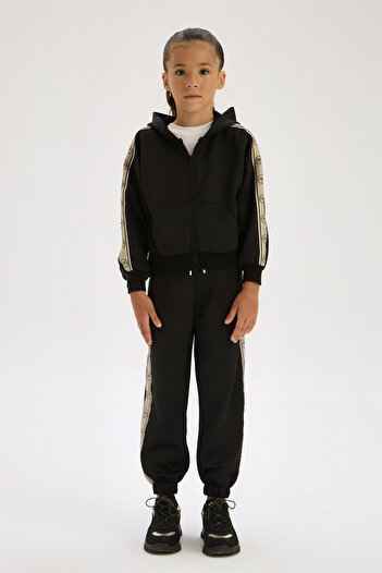 Tyess Girl Black Tracksuit Top