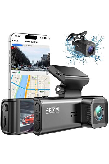 Taggo Camera auto 4K, ecran LCD + camera spate 1080P DVR WIFI