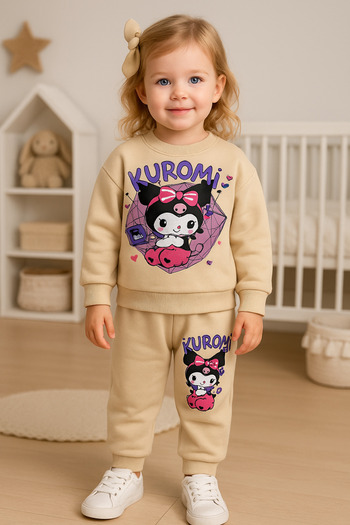 Uğur bebe Patterned Girls' Tracksuit Set with Ribbed Inside