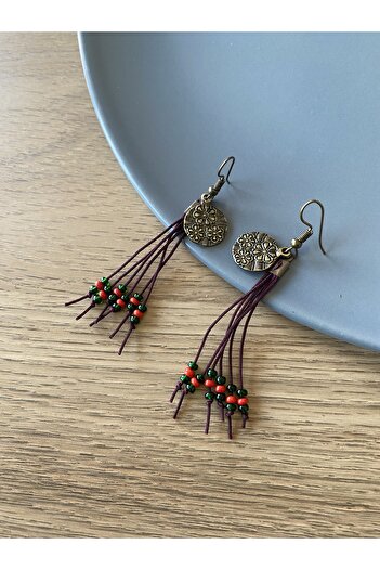 dela otantik Bohemian Style Beaded Tassel Dangle Earrings – Authentic Ethnic Bijouterie Jewelry