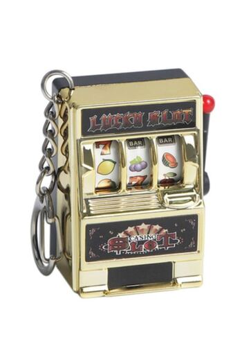 dalimag Keychain Slot Machine Toy with Manual Lever Action, Rahel, Gold