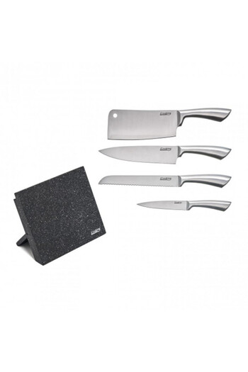 Heinner Kitchen knife set, 5 pieces, Stainless steel, Magnetic holder, Silver