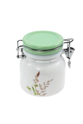 SHOPIENS Recipient for ingredients, R0J050-1CCG, opal glass, white + green + multicolor pattern, 10.8 x 11.8