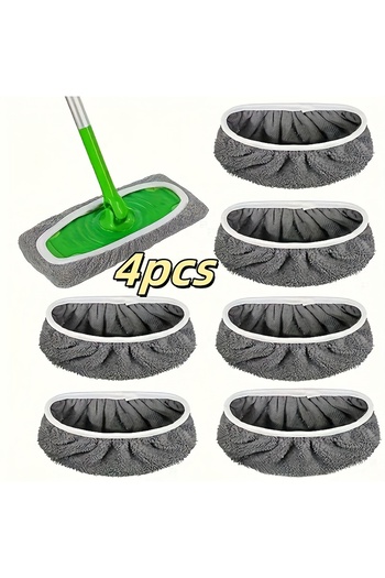Choice grey 2 colors optional. 4 high-quality reusable mop pads: washable, durable, for dry & wet use, high
