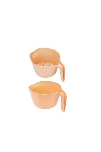 Sun Group WOW Mixer Cup & Strainer with Handle (2 Pcs Set) - Salmon