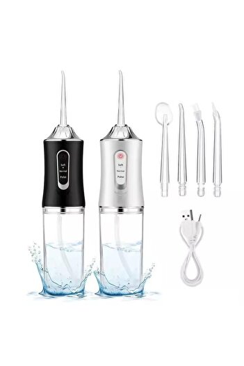victiny Portable oral irrigator with high pressure, 3 usage modes, rechargeable USB, interchangeable heads -
