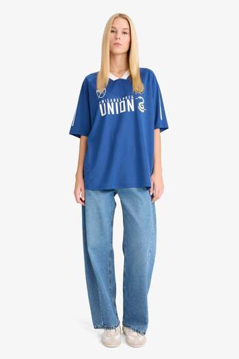 DeFacto Coool Mls Oversize Wide Fit Back Printed Short Sleeve T-Shirt G0481Ax25Au