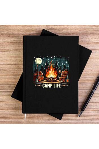 CrowsGate Camp Life Black Unlined Canvas Notebook