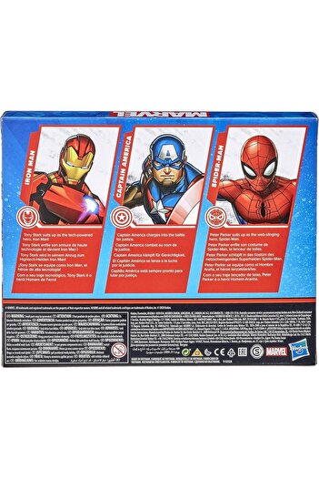 REZZOSS Marvel Hasbro Marvel Action Figure Toy 3-Pack, Iron Man Spider-Man, Captain America,