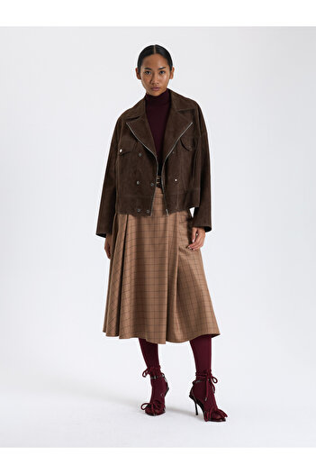 BAQA Double-Breasted Collar Suede Jacket