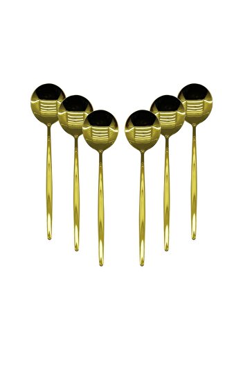 Go İthalat 6 Pcs Gold Dinner Spoon Set (4989)