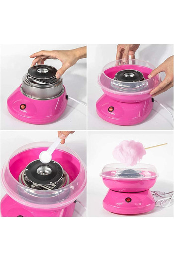 TEHNOSHOP Portable cotton candy machine, pink, compact, ideal for home/parties