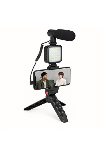SPEEDSTORE Smartphone vlogging kit with tripod, microphone and LED panel