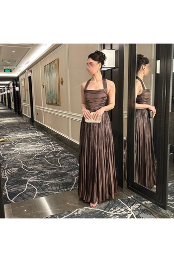 MEZON FASHION Soft Mocha Crinkle Dress