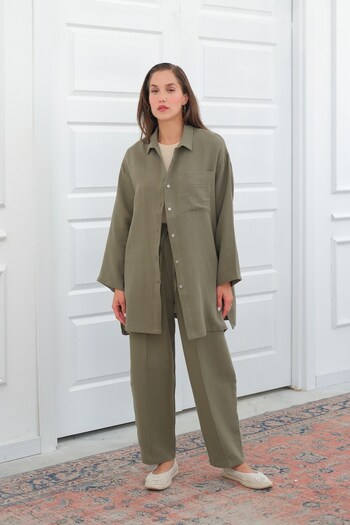 QANU Muslin Trouser Suit Green