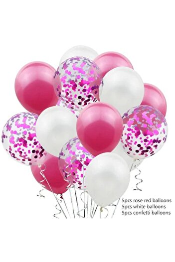 Flippy Set 15 Balloons for Party, Flippy, White/Pink, 30 cm