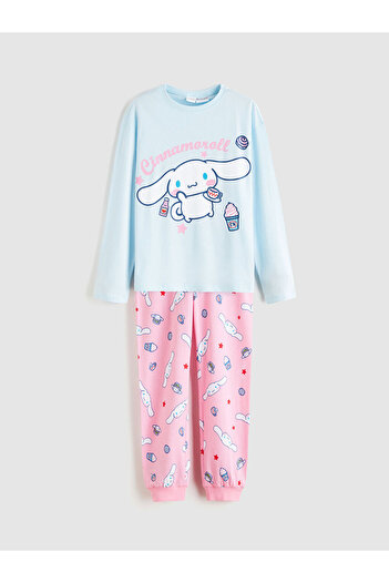 LC Waikiki Mavi Bisiklet Yaka Cinnamoroll Baskılı Kız Çocuk Pijama Takımı