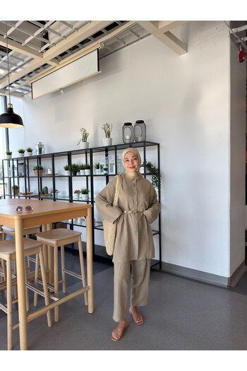 QANU Muslin Trouser Suit Mink