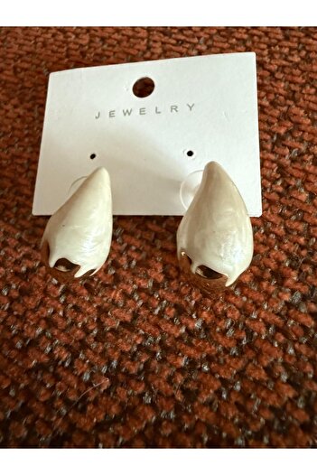 misstakıjewerly Steel Cream Color Drop Earrings (Medium Size)