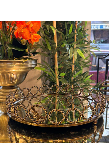 veraev Imported Tray 38 cm Round Mirrored