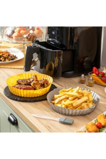 InnovaGoods Non-Stick Silicone Baskets for Air Fryers, Reusable, Compatible with Oven and Microwave