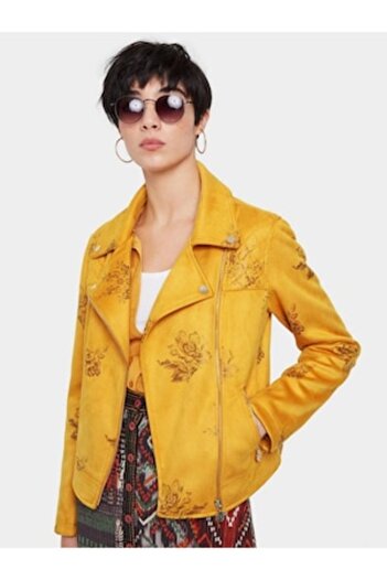 Desigual Jacket 2XL, Dark yellow, Leather-Look
