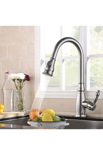 Alista Home Kitchen Faucet with Pull-Out Shower, Stainless Steel SUS 304, Satin, YSQ/105