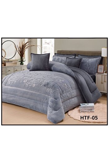 Roshen 6-piece winter double bed sheet set, soft velvet filling with plain fur, double-sided, velvet material, quilt size 250*230