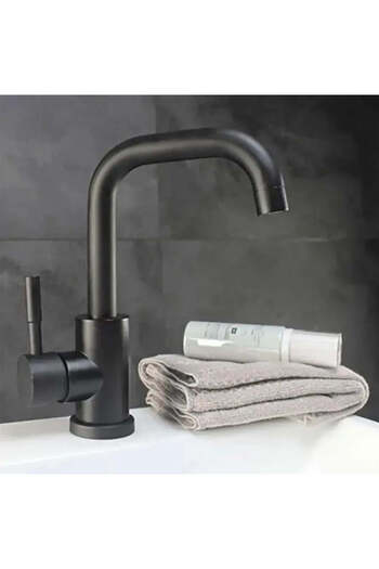 Alista Home Baterie Lavoar cu Pipa Rotativa, Negru, Inox SUS 304, LY 008 C