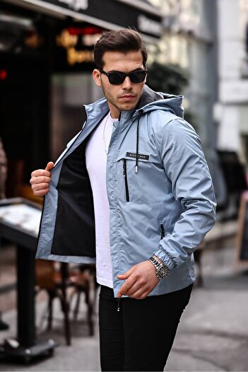 comstar Men's Printed Hooded Mint Windbreaker & Raincoat