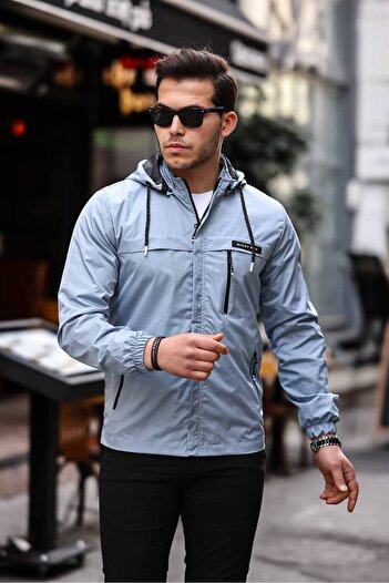 comstar Men's Printed Hooded Mint Windbreaker & Raincoat