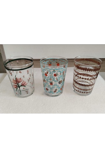 Mask Rak Le Decorated Glass for Soft Drinks, Water Glass 510 Cc - Set of 3
