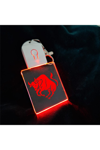 T&M Personalizare LED Keychain from Acrylic - Zodiac Taurus-v1, Horoscope with Battery, Multicolor