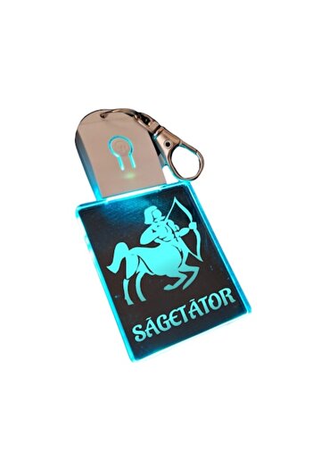 T&M Personalizare Keychain with LED Acrylic - Sagittarius Zodiac-v2, Horoscope with Battery, Multicolor