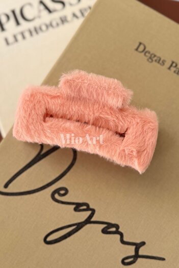 MioArt Plush Women Crab Claw Hair Clip Fur Claw Solid Color Square Barrettes