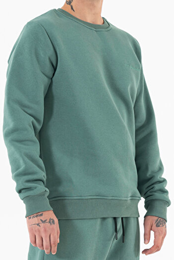 Souris Mint Comfortable Fit Crew Neck 3-Thread Raised Men's Sweatshirt