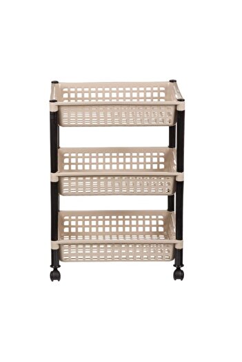 OEM Plastic storage shelf with wheels, beige, 30x40x56 cm