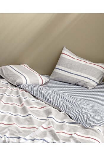 Madame Coco Burcet Double 100% Cotton Ranforce Printed Duvet Cover Set - Gray