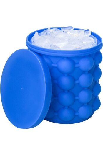 OEM Set 2 in 1 ice bucket and ice cube mold, food-grade silicone, portable, dark blue