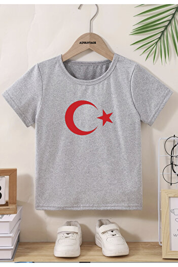 Advantage unisex children's Turkish flag t-shirt / Turkish flag t-shirt / crescent and star t-shirt