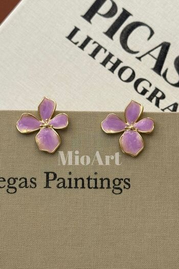 MioArt Women's Flower Stylish Design Flower Colored Earrings