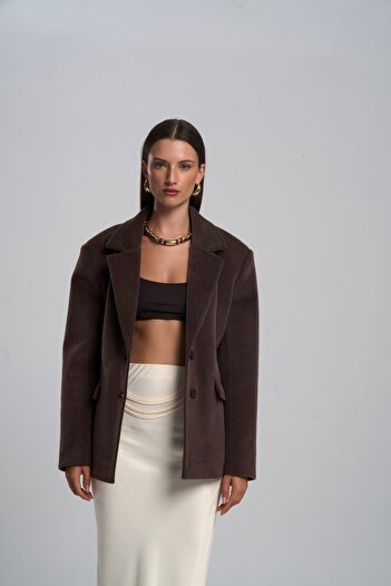 MAİ COLLECTİON Kaela Bel Seated Coffee Blazer