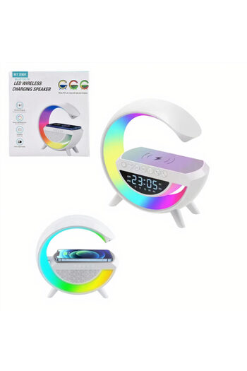 G-Merc G-Merc® 3-in-1 LED Bluetooth Speaker, Digital Clock, Wireless Charging, Multicolor Effects, 23x23 cm