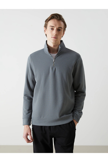 LC Waikiki Lcwaikiki Classic Gray Stand Collar Men's Sweatshirt