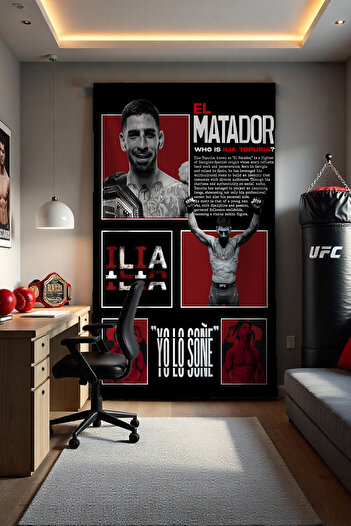 FG Store UFC Ilia Topuria Temalı Dijital Baskılı Duvar Örtüsü Duvar Halısı