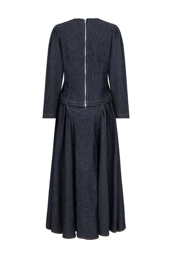 praye Premium Skirted Denim Suit Dark Blue