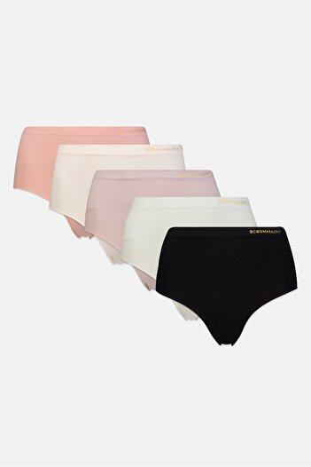 BCBGMAXAZRIA Women 5 Pieces Brand Logo Seamless Brief, Multicolor