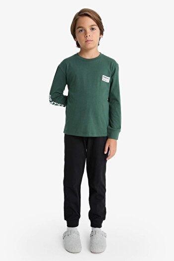 DeFacto Boys' Pajama Set Printed Long Sleeve Top Long Bottom F3346A825Wn